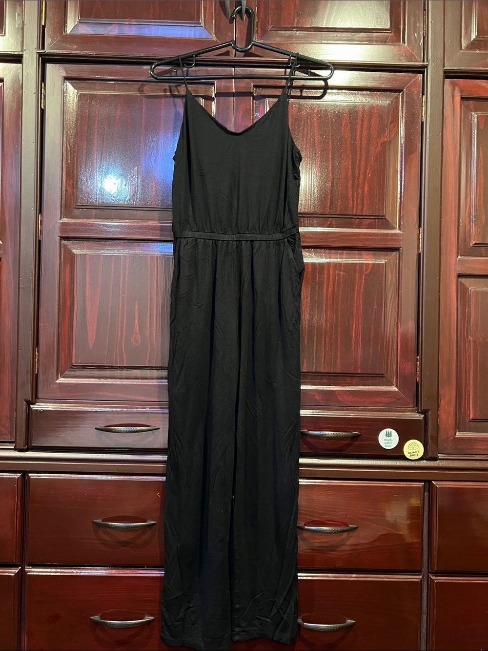 Black Sleeveless Wide-Leg Jumpsuit with Pockets, Size S, Never Worn